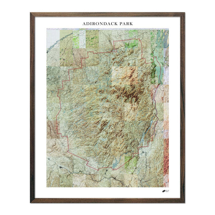 Adirondack Shaded Relief Map - No Frame - North Drinkware