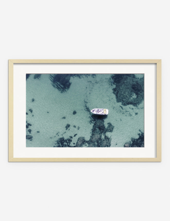 #frame-option::framed #color::natural #size::25.5--x-17.5- #size::35.5--x-23.5- #size::45.5--x-29.5- | Aerial Ocean Bliss Photography Print in a natural frame
