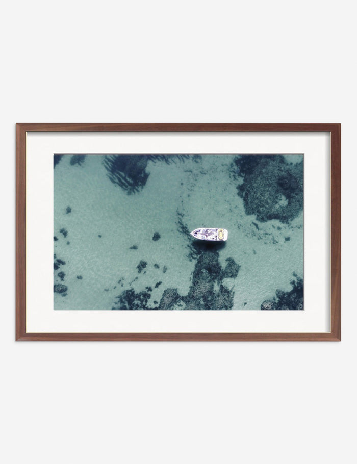 #frame-option::framed #color::walnut #size::25.5--x-17.5- #size::35.5--x-23.5- #size::45.5--x-29.5- | Aerial Ocean Bliss Photography Print in a walnut frame