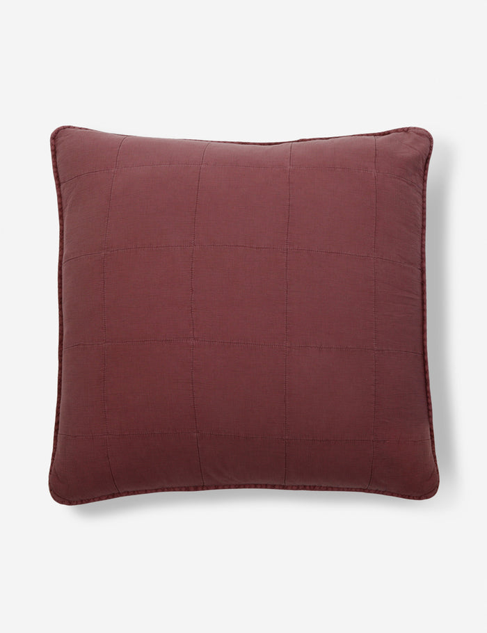 #color::berry | Antwerp Large Quilted Euro berry burgundy Sham by Pom Pom at Home