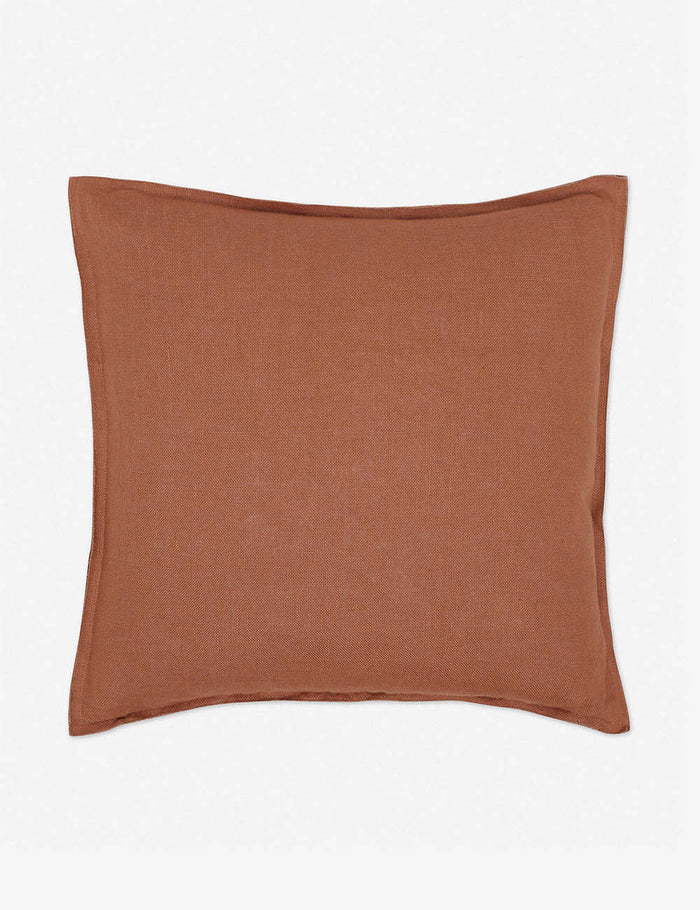 #color::rust #style::square #fill type::with-feather-down-insert #fill type::pillow-cover-only | Arlo rust orange flax linen solid square pillow