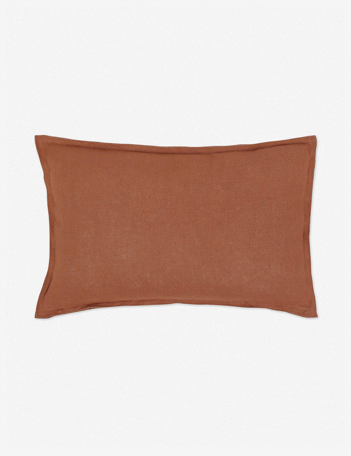 #color::rust #style::lumbar #fill type::with-feather-down-insert #fill type::pillow-cover-only | Arlo rust orange flax linen solid lumbar pillow