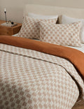 #color::umber-and-ivory #size::full-queen #size::king-cal-king | Basketweave cotton soft-texture bed blanket