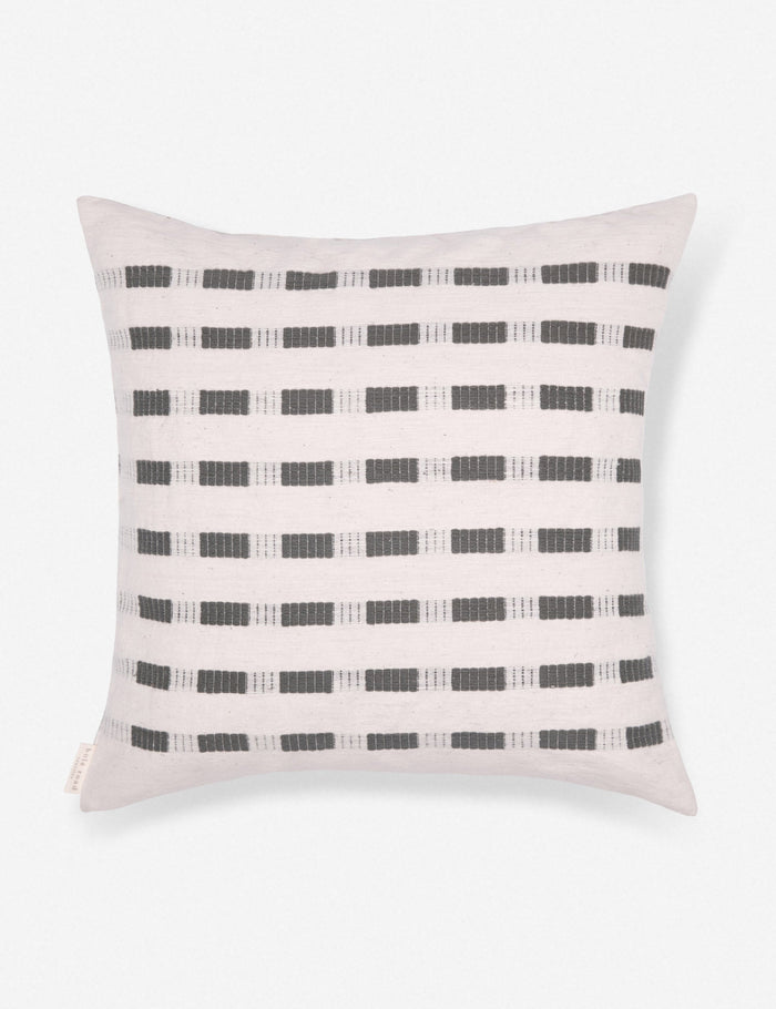 #color::pumice | Bertu pumice gray pillow with a woven dash pattern by Bolé Road Textiles