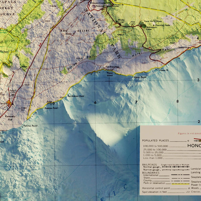Big Island, Hawaii 1975 Shaded Relief Map - No Frame - North Drinkware