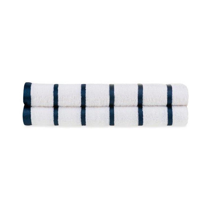 Boca Terry Oxford Premium Horizontal Stripe Towel, Navy Blue-White, 12 ct