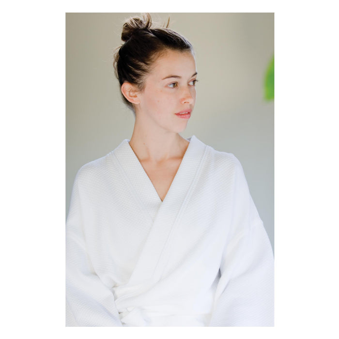 Robes & Wrapes White / Regular Boca Terry Robe / Knit Waffle Shawl Collar