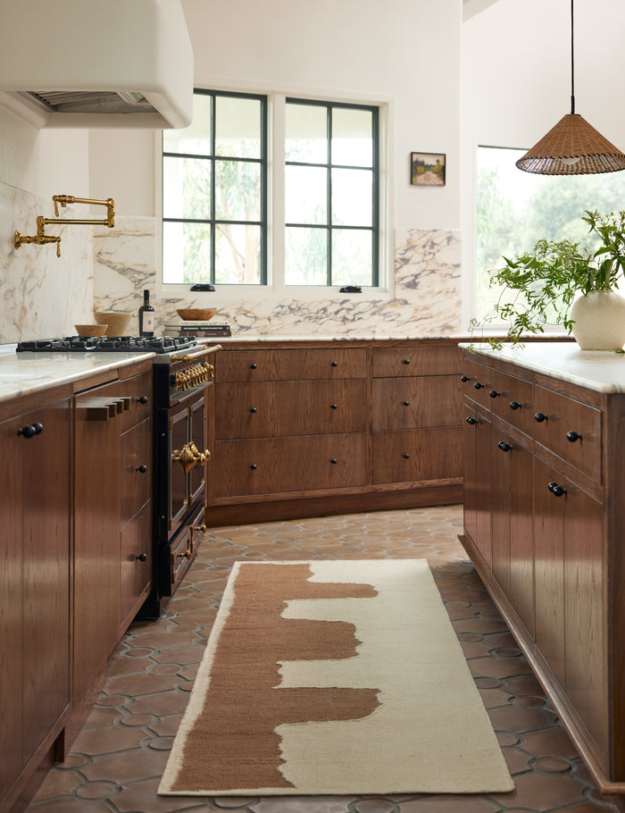 #size::2-6--x-8--runner | Butte Flatweave Linen Rug by Elan Byrd runner in a kitchen.