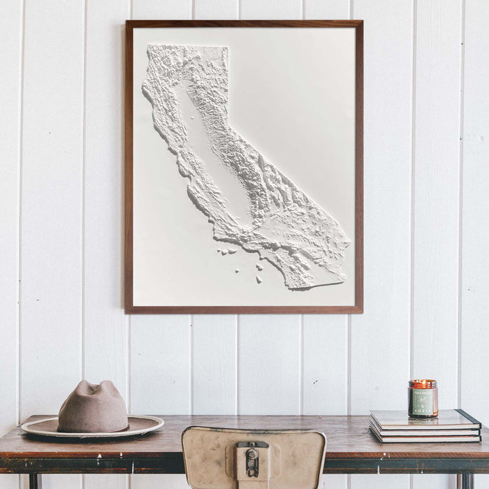 California – White 3D Raised Relief Map - North Drinkware
