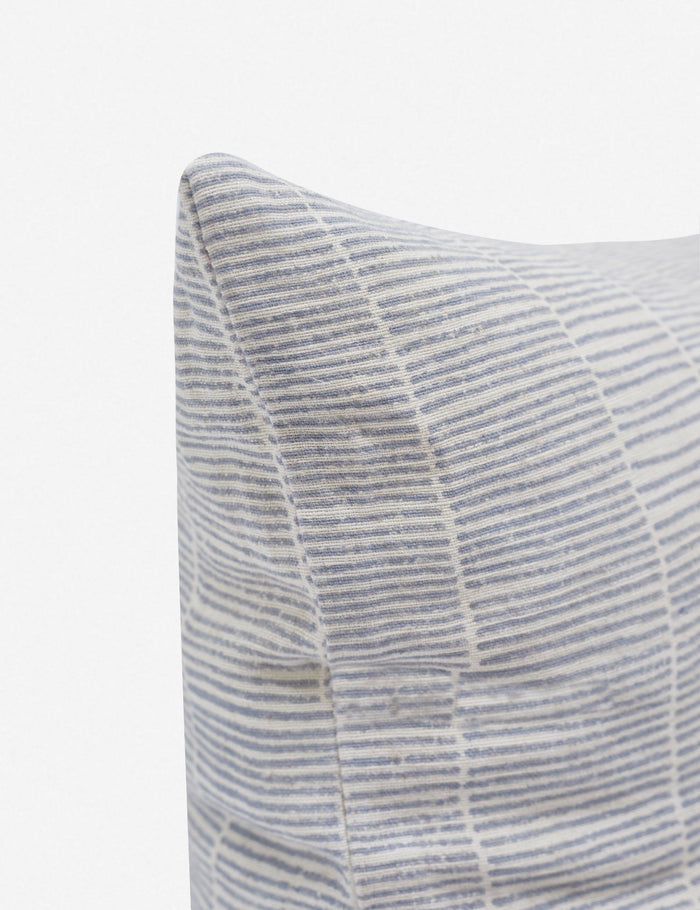 #color::ice-blue #style::square | Corner of the claudette blue square pillow