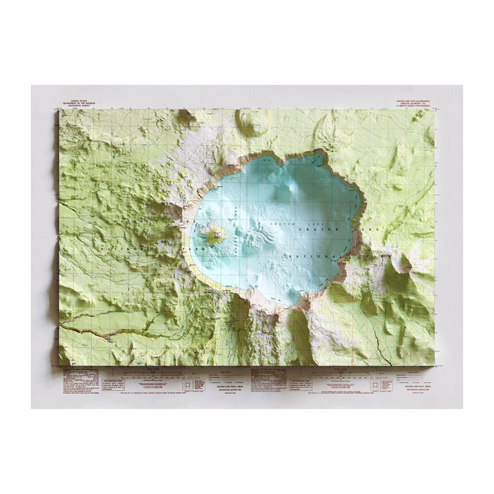 Crater Lake 1985 Shaded Relief Map - No Frame - North Drinkware