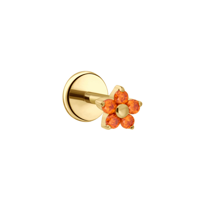 CZ Bloom Flat Back Stud - Mai Tai