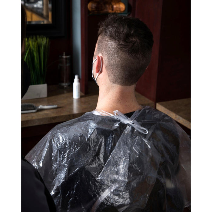Disposable Plastic Client Cape, 51"W X 63"L ,   50 pack