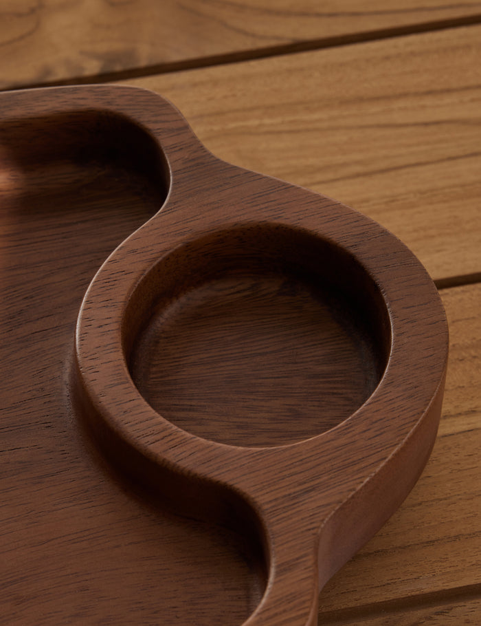 #color::acacia | Close up of the Divided walnut Serving Tray by Sarah Sherman Samuel