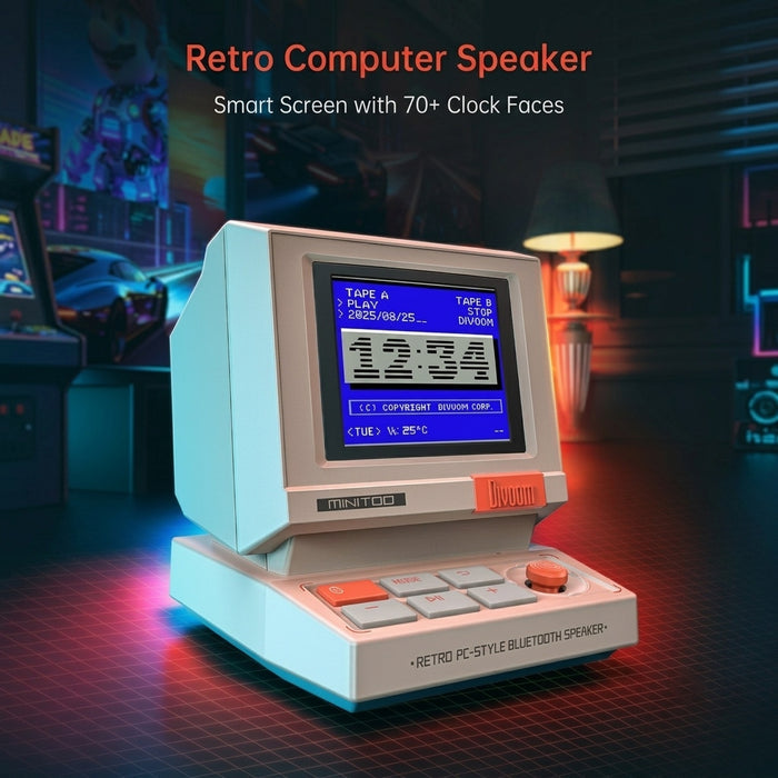 Divoom MiniToo Retro Pixel Bluetooth Speaker with DIY LED Display, Grtl1igrtl1igrtl