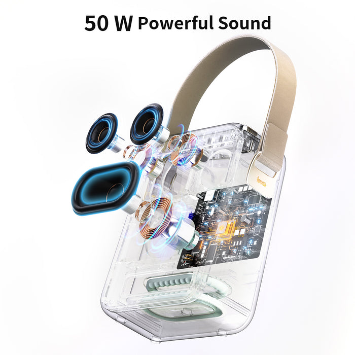 Divoom Songbird-HQ Portable Karaoke Bluetooth Speaker | Home KTV sound set, transparent speaker body with exposed drivers and circuit board, 50W powerful sound, home karaoke party decor