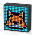 Divoom Timebox-Evo Pixel Art Speaker 16x16 DIY LED Display Alarm Clock Box, an orange pixel monster face on a blue grid, audio speaker, bedside gaming room decor