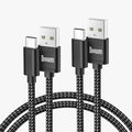 Divoom USB Type C Charging Power Cord, black braided cable with USB-A and USB-C connectors on a clean white background, smartphone app controlled, desk charging setup decor