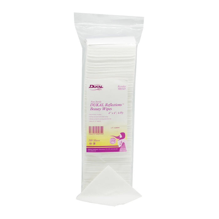 Cotton Supplies & Wipes DUKAL Reflections&trade; Beauty Wipes 4" x 4", 4-Ply, Blended - 200 Pack