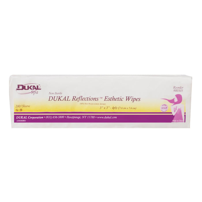 Wipes, Pads & Rounds DUKAL Reflections&trade; 100% Cotton Non Woven Esthetic Wipe, 3"x3" - 200 Pack