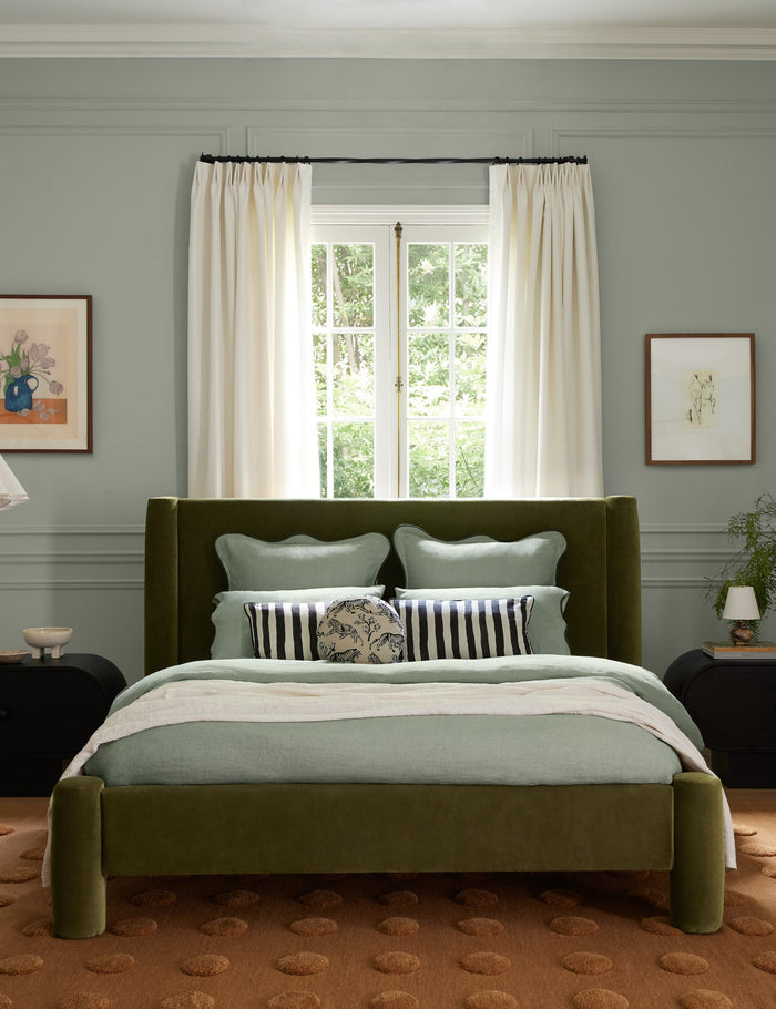 #color::lichen #size::full-queen #size::king-cal-king #type::duvet-cover #type::duvet-set | Essie soft, breathable hemp duvet cover in lichen green