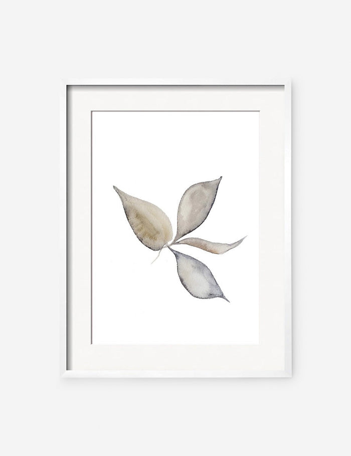#color::white #frame-option::framed #size::23--x-29- #size::14--x-17- #size::17--x-23- #size::29--x-37- #size::35--x-45- | Faded Leaves Print in a white frame