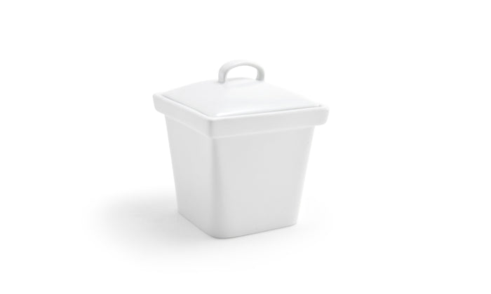 FOH Square Porcelain Pot with Lid, 3 oz