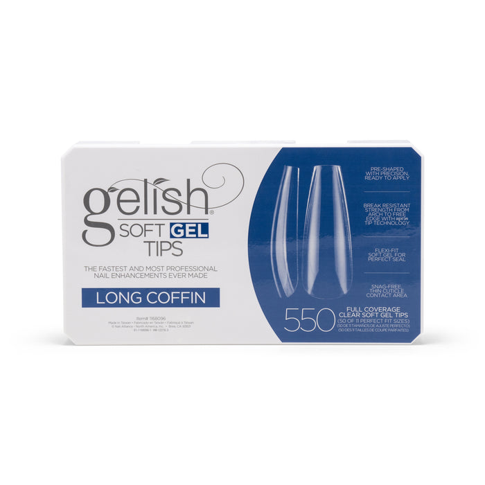 Gelish Soft Gel Tips, Long Coffin, 550 ct