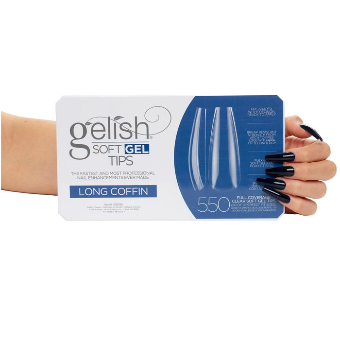 Gelish Soft Gel Tips, Long Coffin, 550 ct