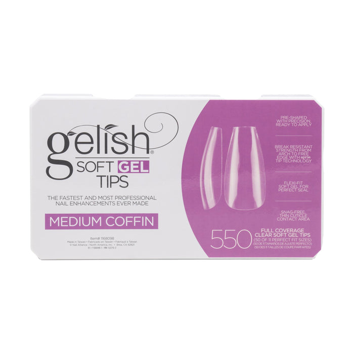 Gelish Soft Gel Tips, Medium Coffin, 550 ct