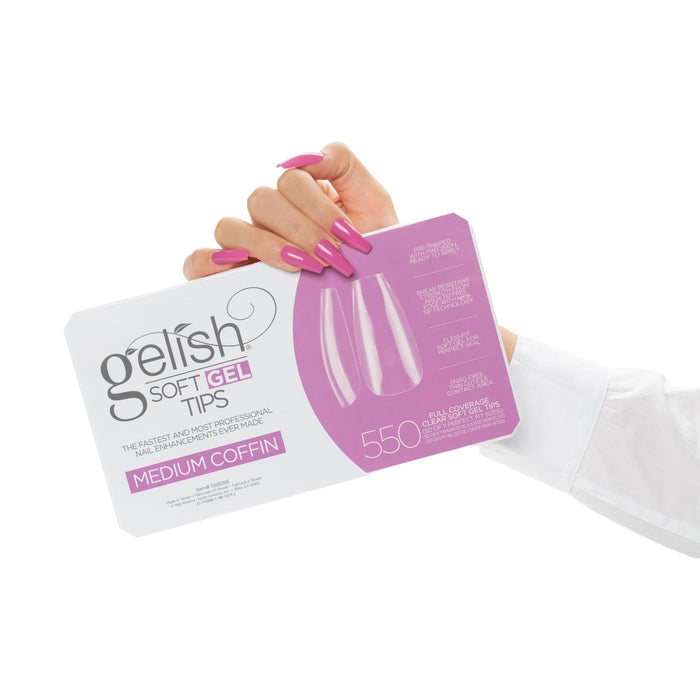 Gelish Soft Gel Tips, Medium Coffin, 550 ct