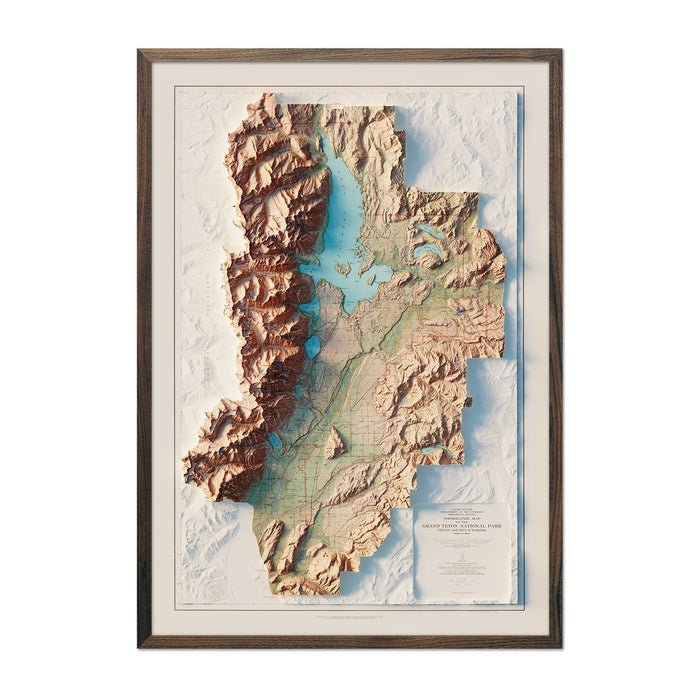 Grand Teton National Park 1965 Shaded Relief Map - No Frame - North Drinkware
