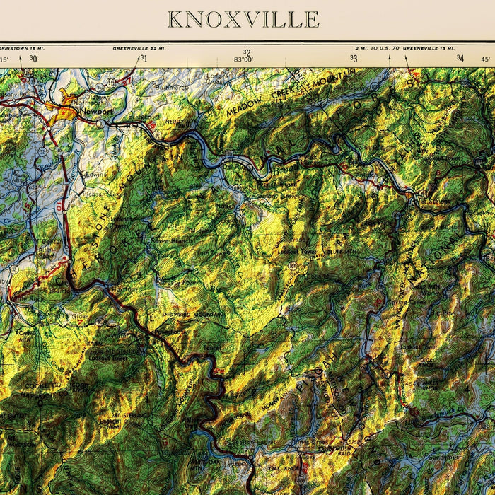 Great Smoky Mountains 1957 Shaded Relief Map - No Frame - North Drinkware