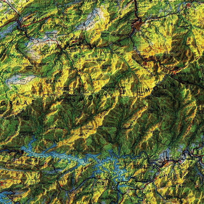 Great Smoky Mountains 1957 Shaded Relief Map - No Frame - North Drinkware