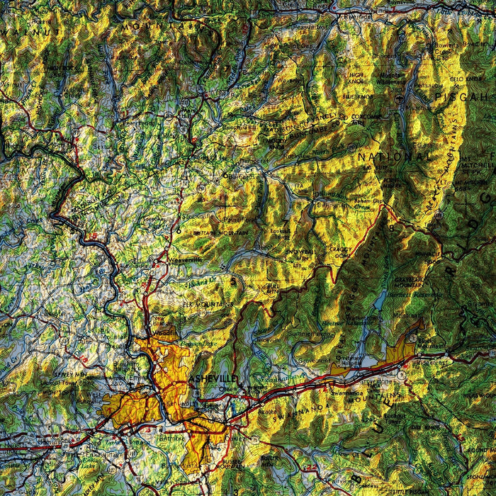 Great Smoky Mountains 1957 Shaded Relief Map - No Frame - North Drinkware