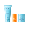 Skinfix Foaming Oil Cleanser, Brighten + Firm 15% Vitamin C Serum, and Triple Lipid-Peptide Cream shown side by side.