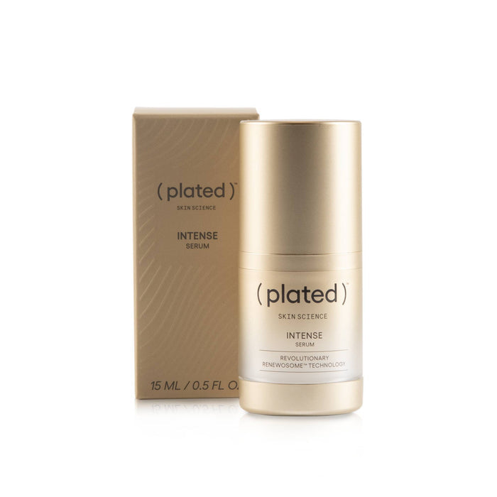 ( plated )® Skin Science INTENSE Serum bottle and packaging.