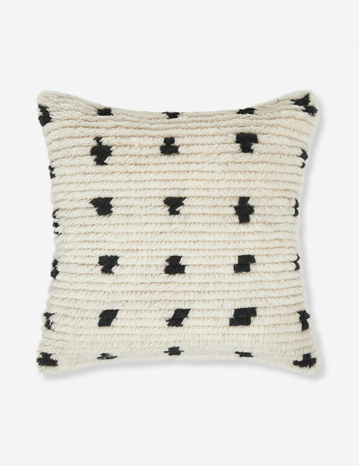 #style::square | Irregular Dots Ivory Square Pillow by Sarah Sherman Samuel with black dots and row construction