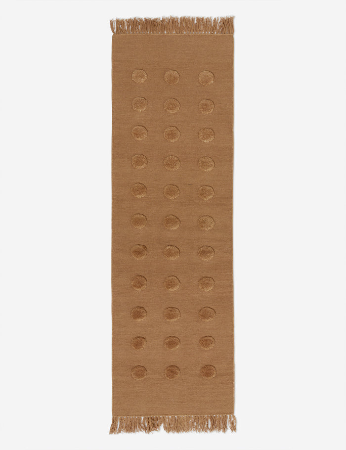 #color::camel #size::2-6--x-8- | Kohta high-low pile dot design wool runner rug in camel