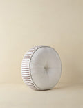 #color::brown | Angled view of the Littu Indoor / Outdoor Striped Disc Pillow by Sarah Sherman Samuel in Brown