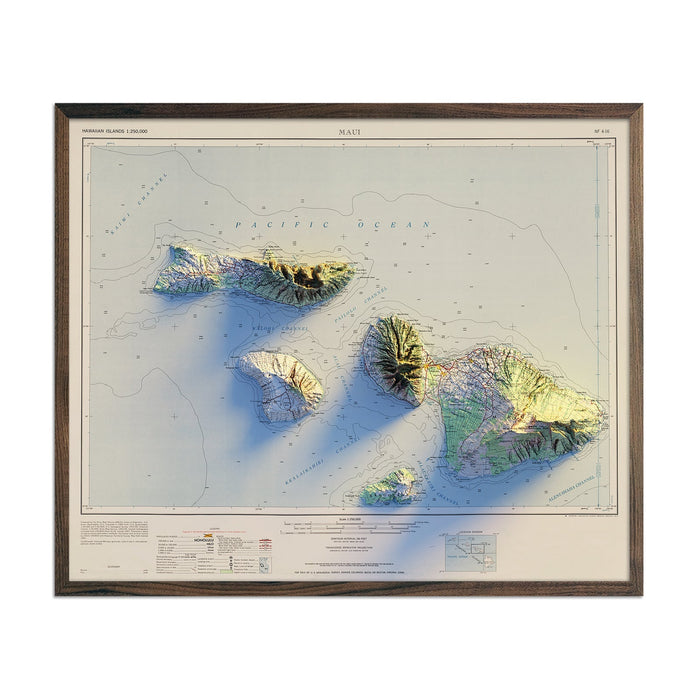 Maui 1961 Shaded Relief Map - No Frame - North Drinkware