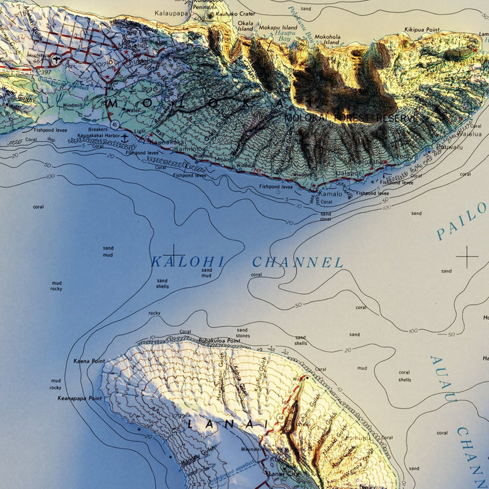 Maui 1961 Shaded Relief Map - No Frame - North Drinkware