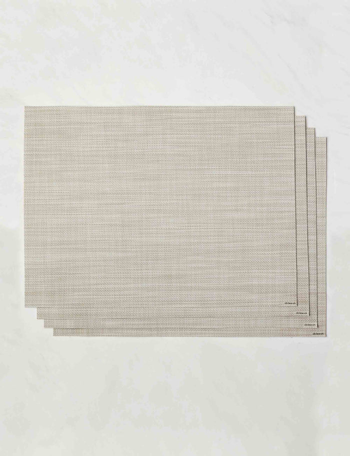 #color::parchment | Set of four parchment-toned Mini Basketweave Rectangle Placemat by Chilewich
