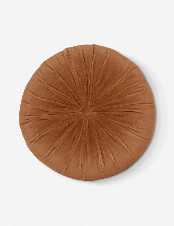#color::burnt-orange | Monroe burnt orange velvet round pillow
