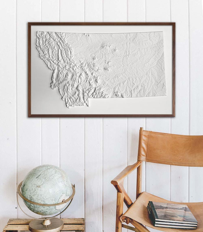 Montana - White 3D Raised Relief Map - North Drinkware