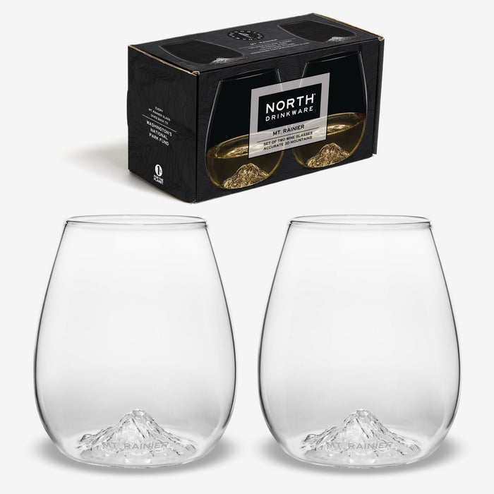 Mt. Rainier Wine Glass Set of 2 - North Drinkware