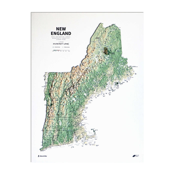 New England 3D Raised Relief Map - No Frame - North Drinkware