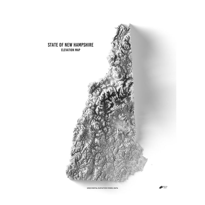 New Hampshire Elevation Map - No Frame - North Drinkware
