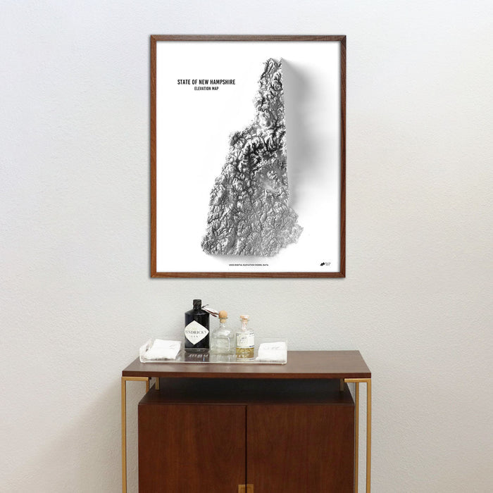 New Hampshire Elevation Map - No Frame - North Drinkware