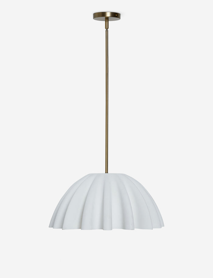 #color::white #size::20-dia | Nita pleated shade pendant light.